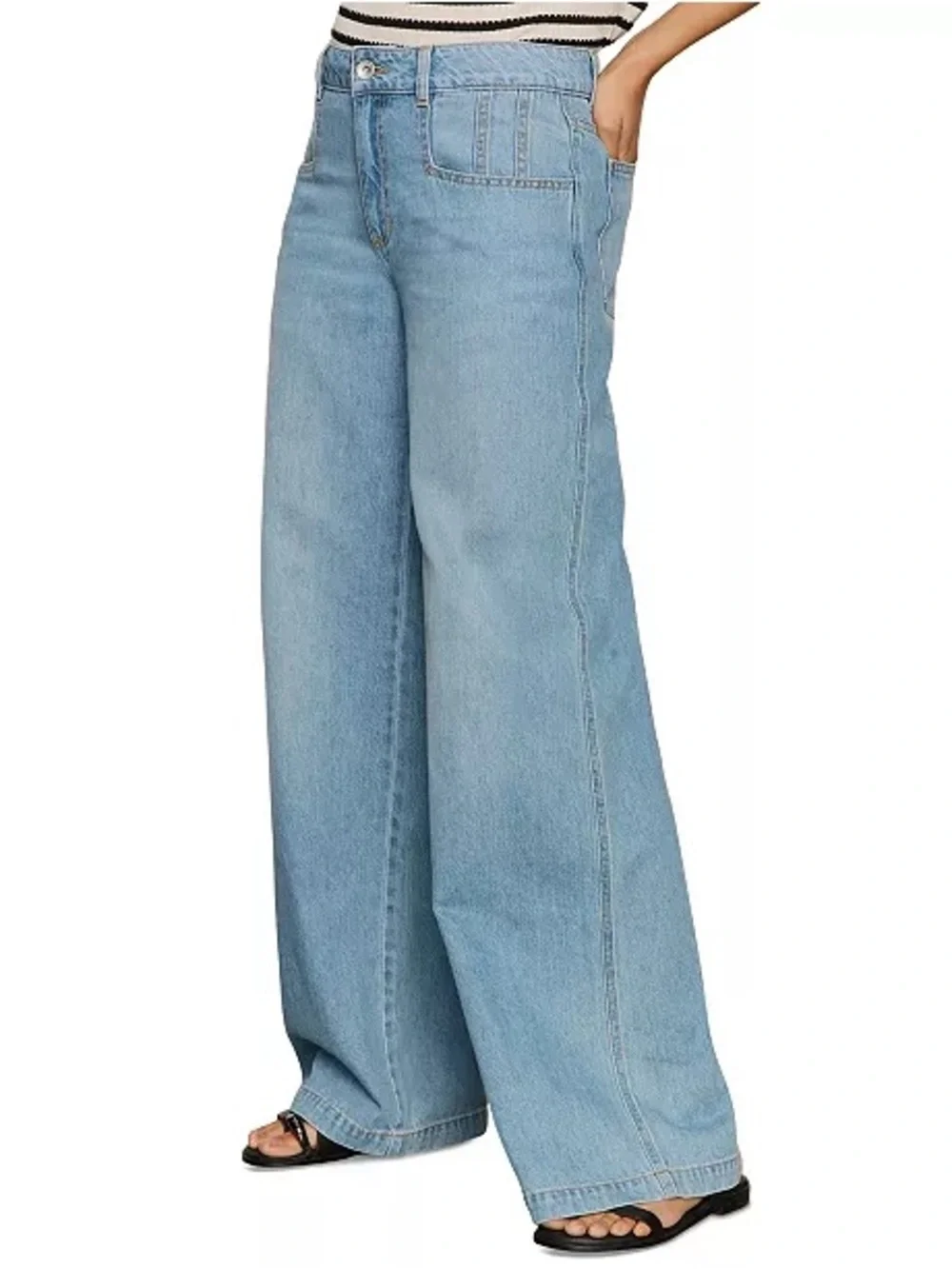 Sanctuary Highland Wide‎ Leg Denim 30 Sail Away Mid Rise Seam Detail NWT